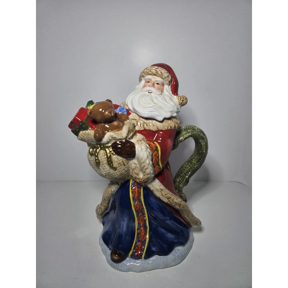 Christmas Pitcher Old World Santa Claus Bear Ceramic Dillard's Trimmings 12
